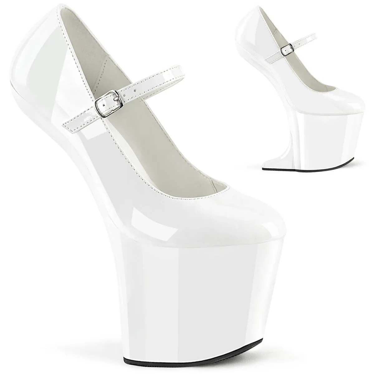 8 Inch Heelless CRAZE-880 White Patent