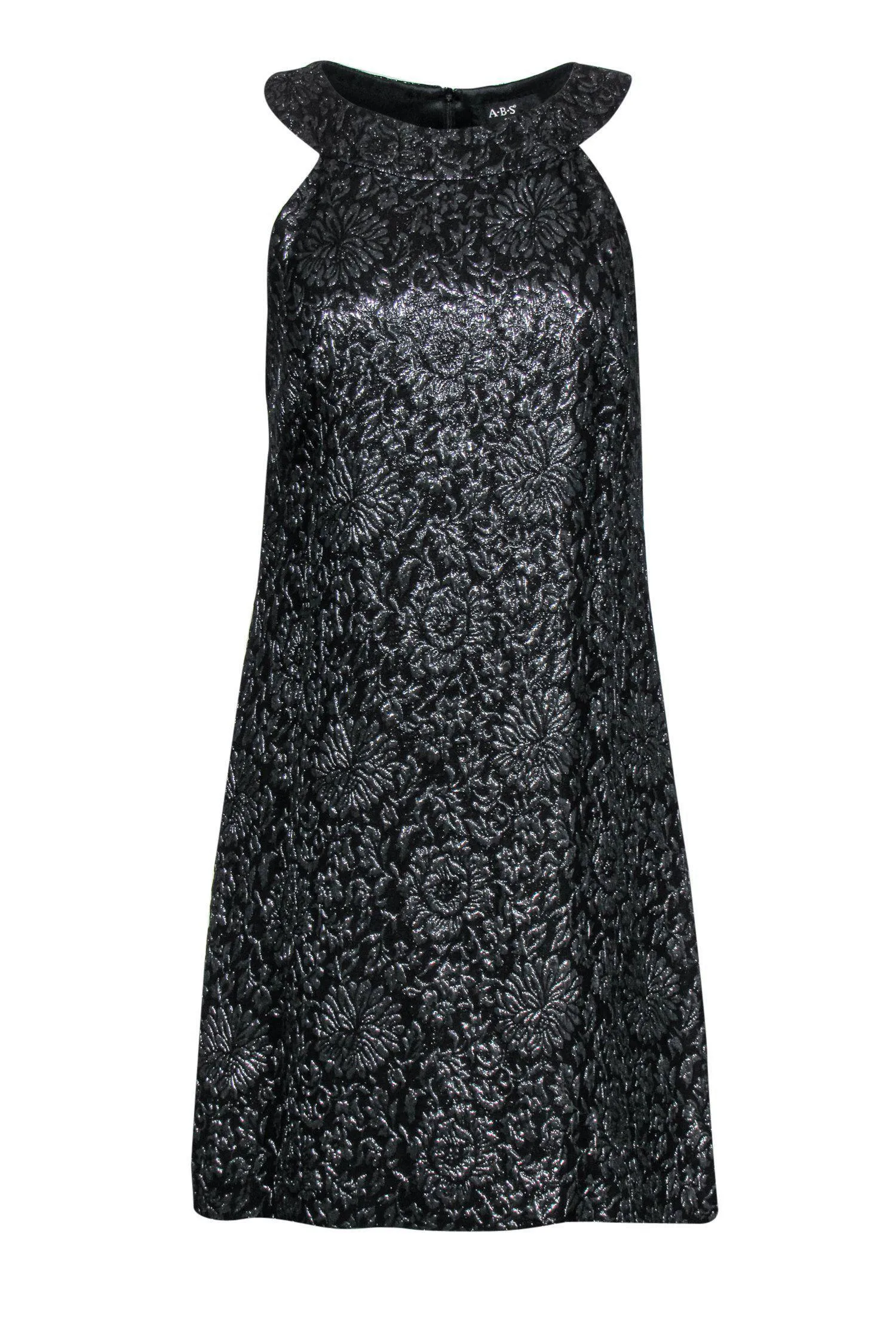 ABS by Allen Schwartz - Black Metallic Floral Jacquard Dress Sz 8