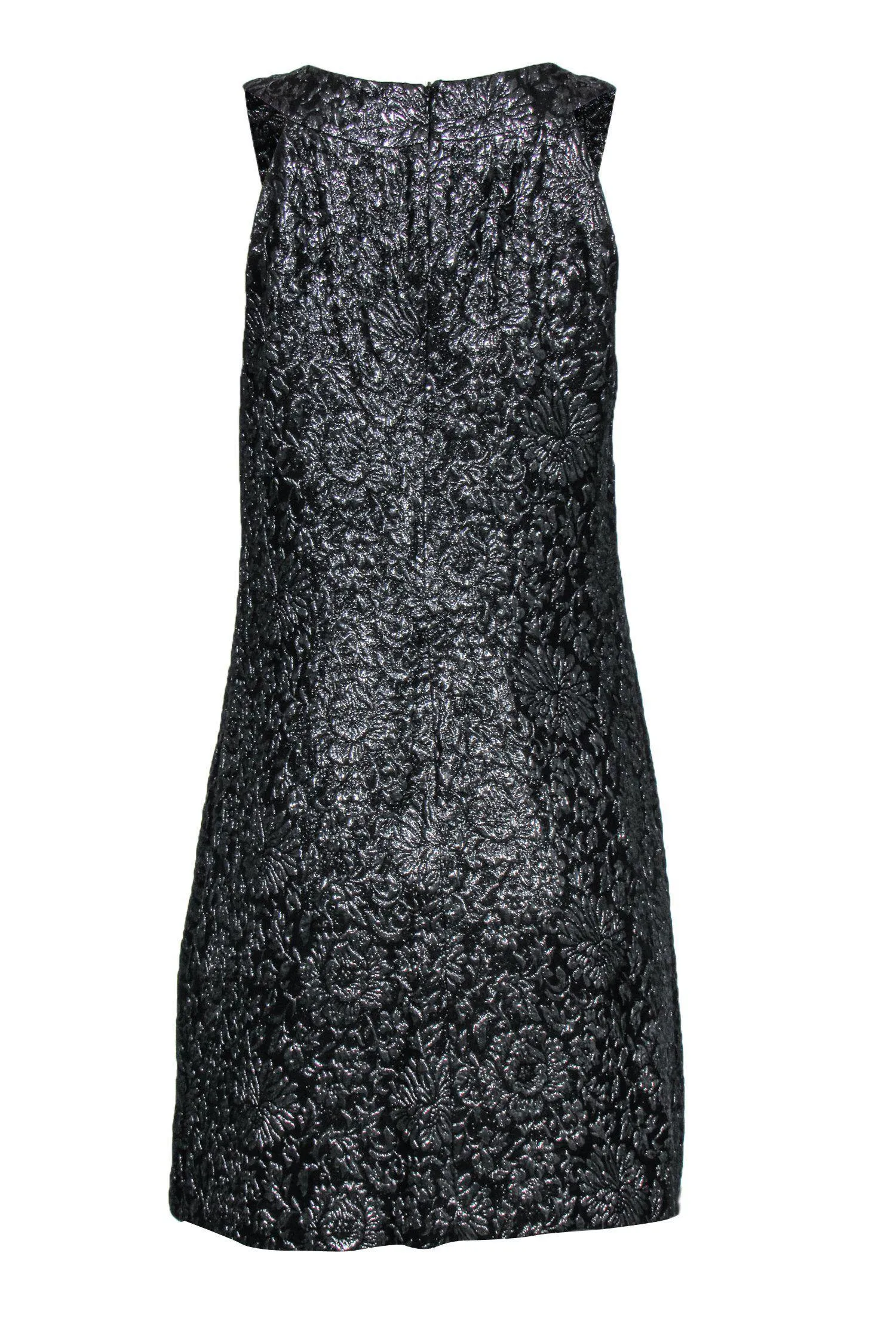 ABS by Allen Schwartz - Black Metallic Floral Jacquard Dress Sz 8