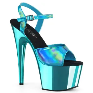 ADORE-709HGCH Turquoise Hologram and Chrome Stripper Shoe