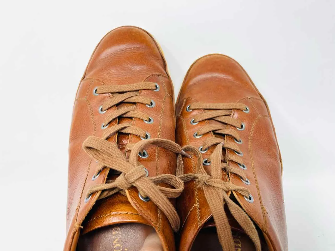 Allen Edmonds Size 13 Cognac Lace-Up Leather Men's Sneakers- Men's