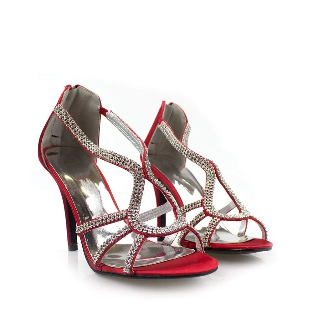 Anabelle Peep Toe Diamante Satin Sandal