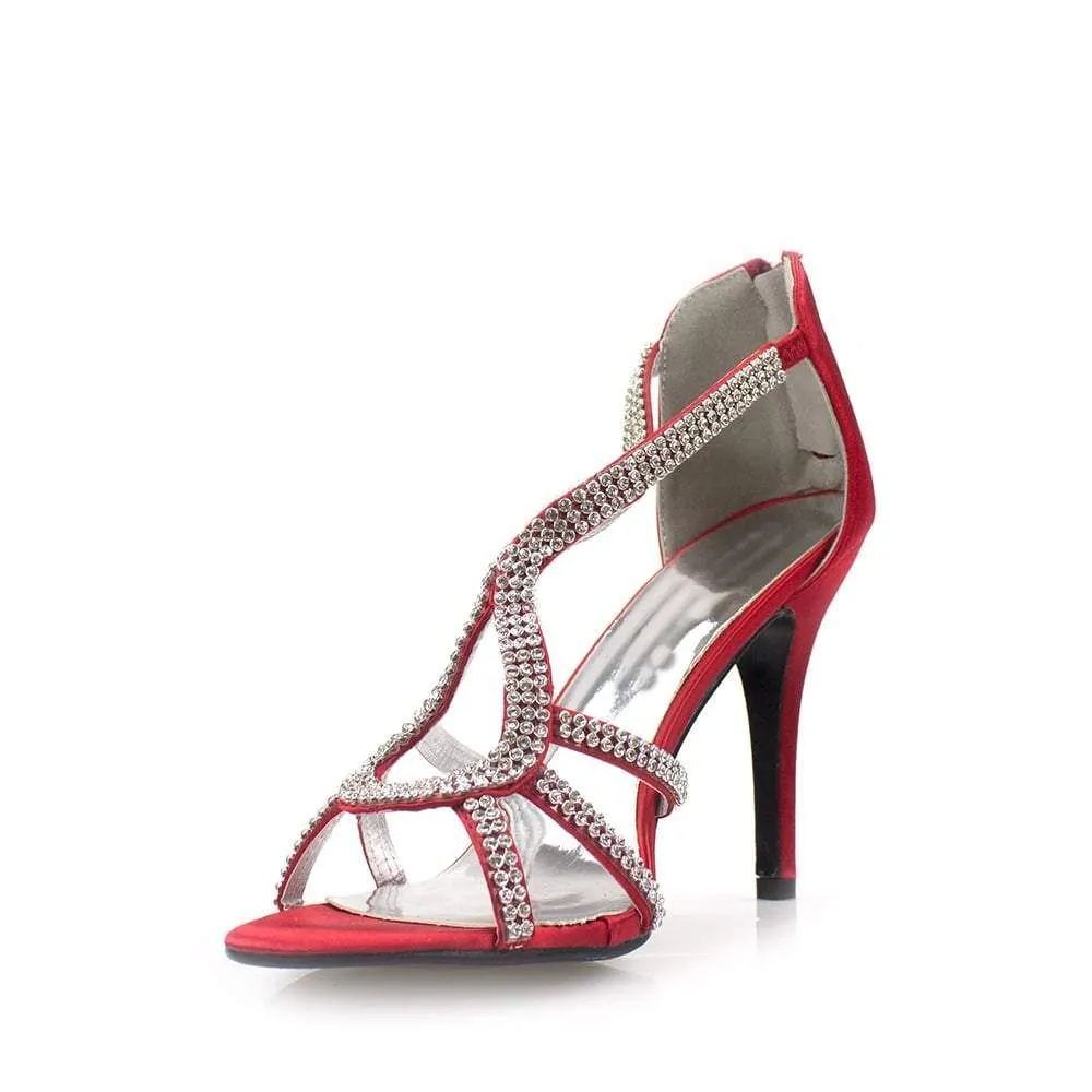 Anabelle Peep Toe Diamante Satin Sandal