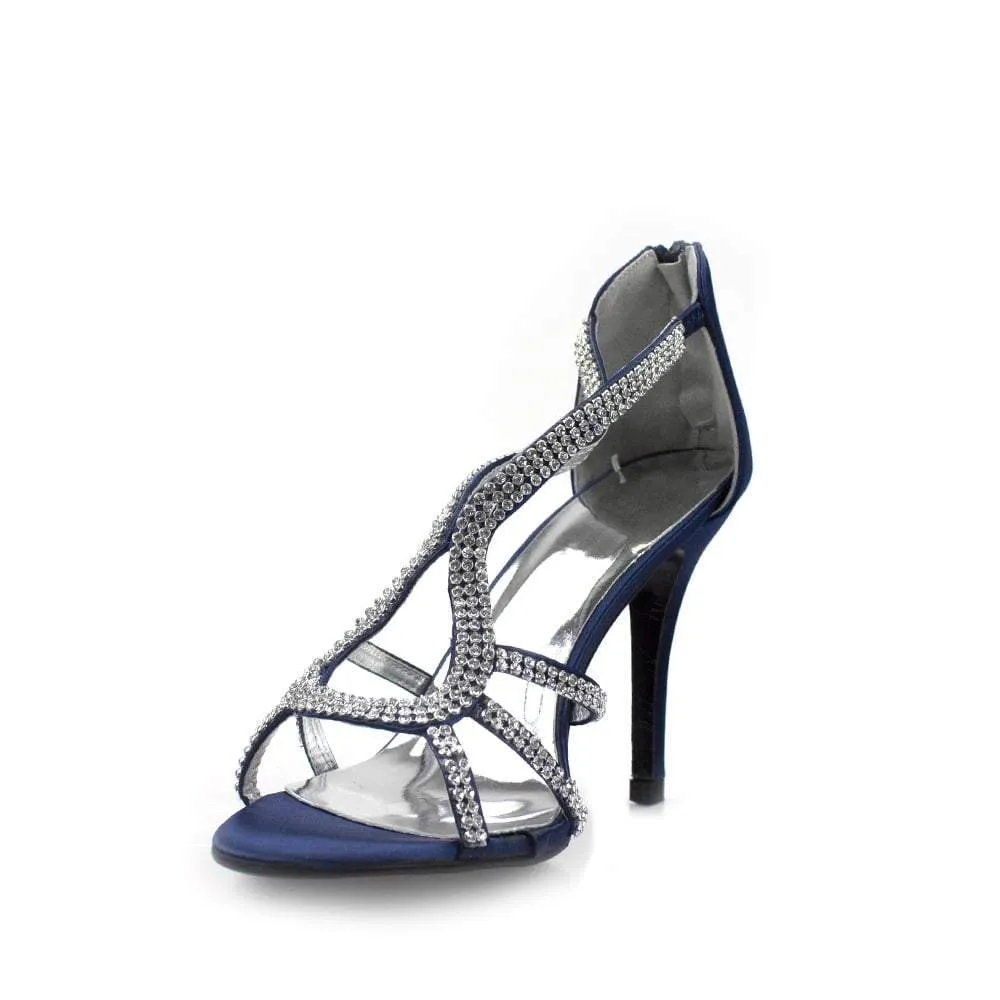 Anabelle Peep Toe Diamante Satin Sandal