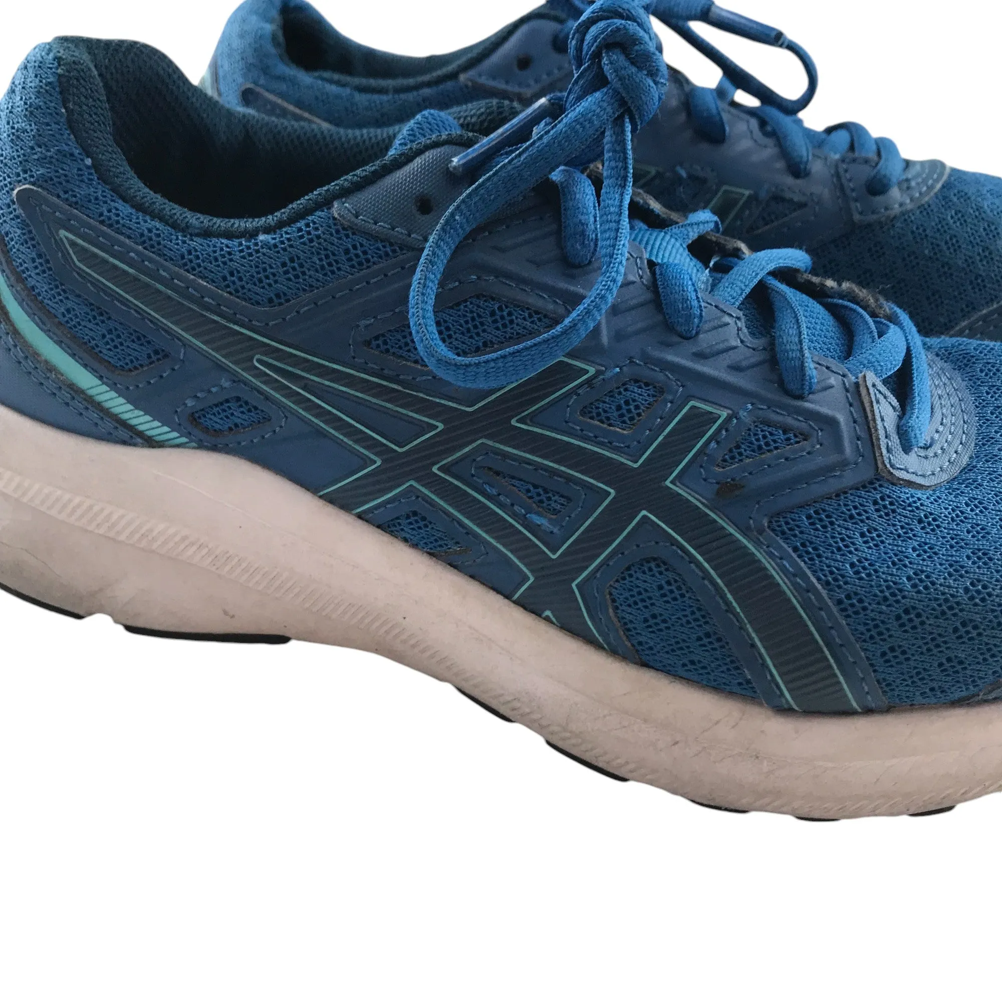 Asics trainers shoe size 4 blue running sneakers with laces