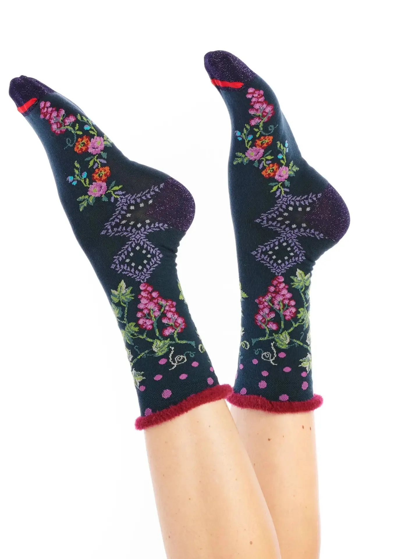 Bacchus Women's Fuzzy Cuff Crew Socks