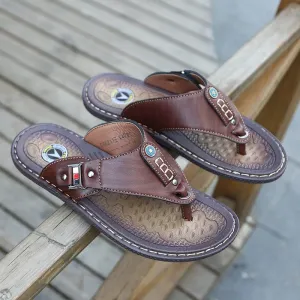 Beach Pu Leather Men Flip Flops