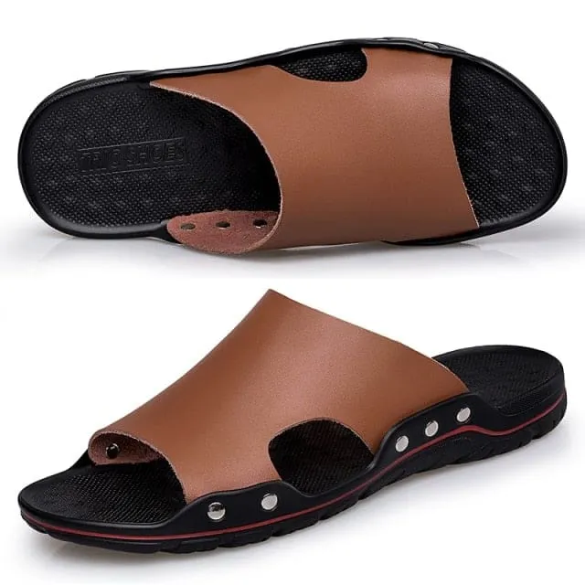 Beach Pu Leather Men Flip Flops