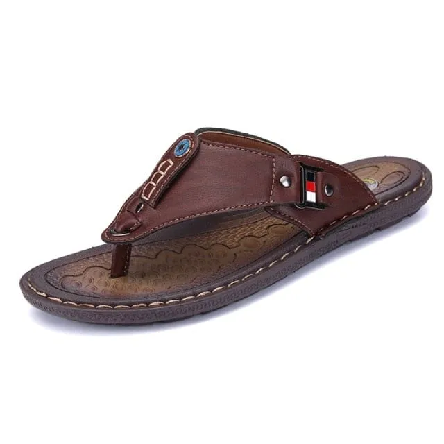 Beach Pu Leather Men Flip Flops