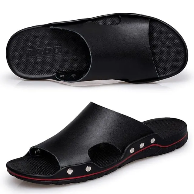 Beach Pu Leather Men Flip Flops