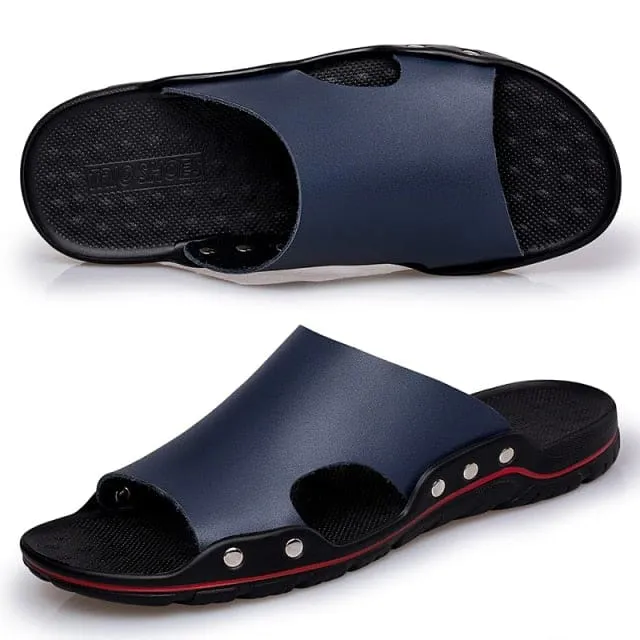 Beach Pu Leather Men Flip Flops