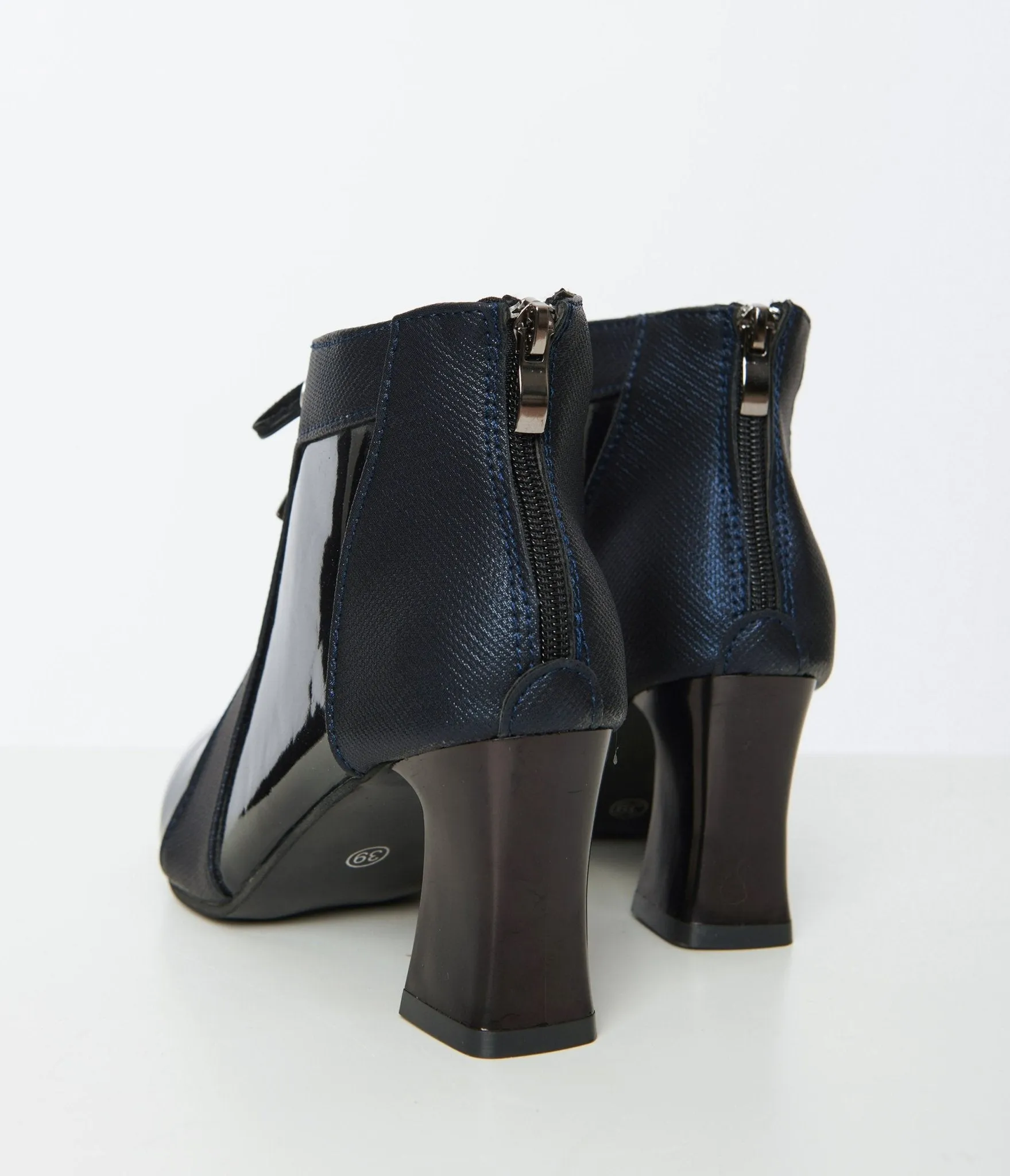 Black Patent Leatherette Pointed Toe Booties