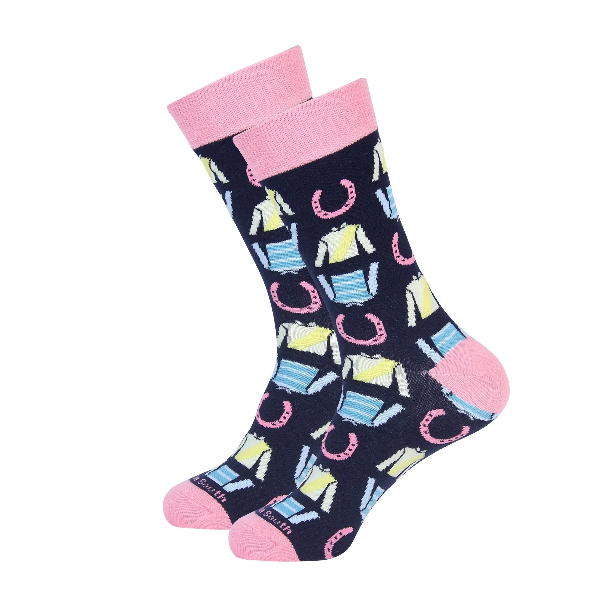 Black/Pink Horseshoe And Silks Sock