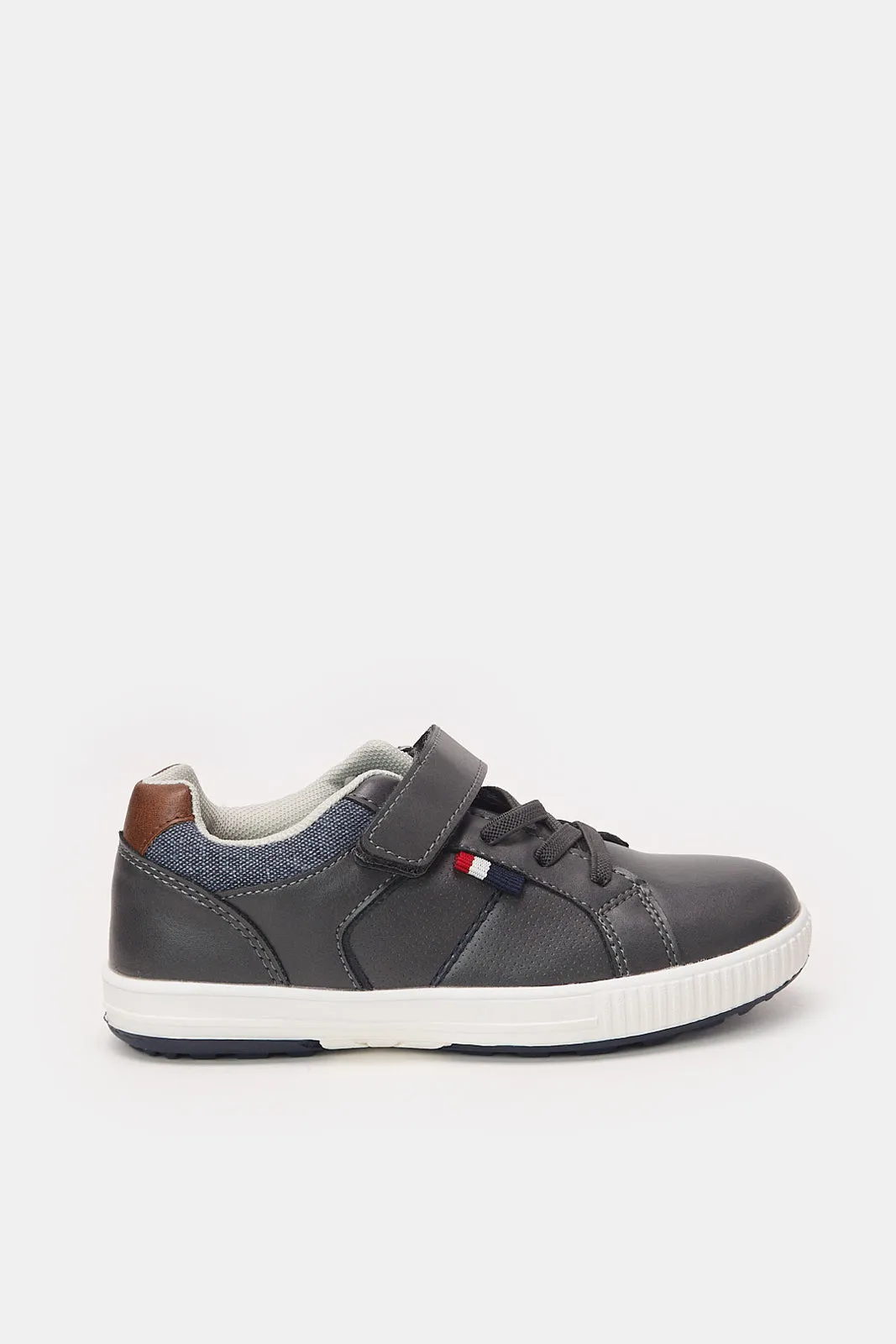 Boys Charcoal Material Block Sneakers