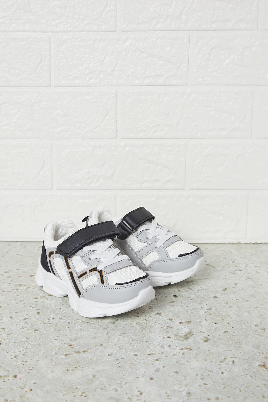 Boys Grey Overlayed Chunky Sneakers