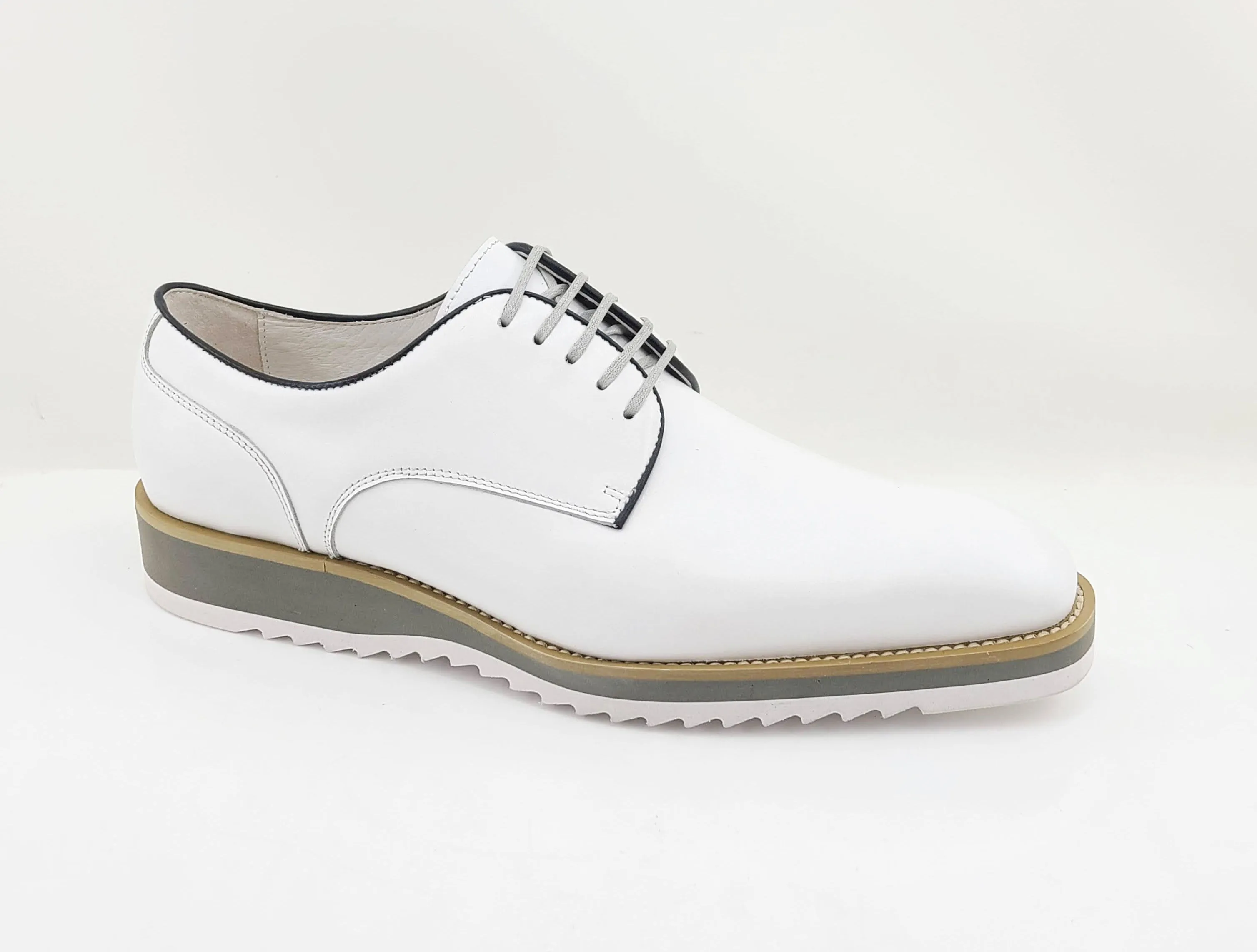 Burnished Calfskin Lace-Up Shoe White