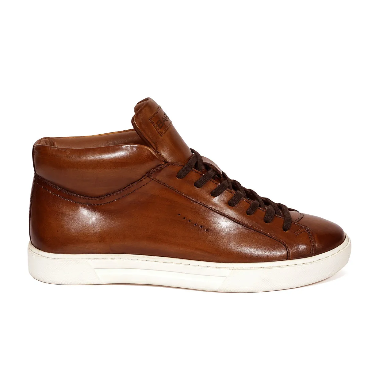 Casual Tan Leather Sneaker with Paint Brush Look