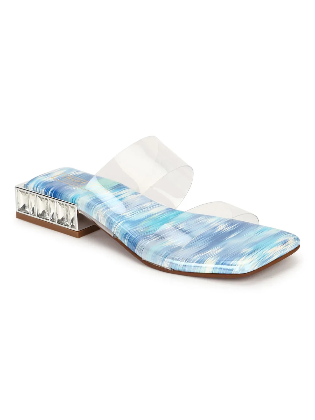 Clear Blue PU Perspex Kitten Heel Mules (TC-SLC-4202-BLU)