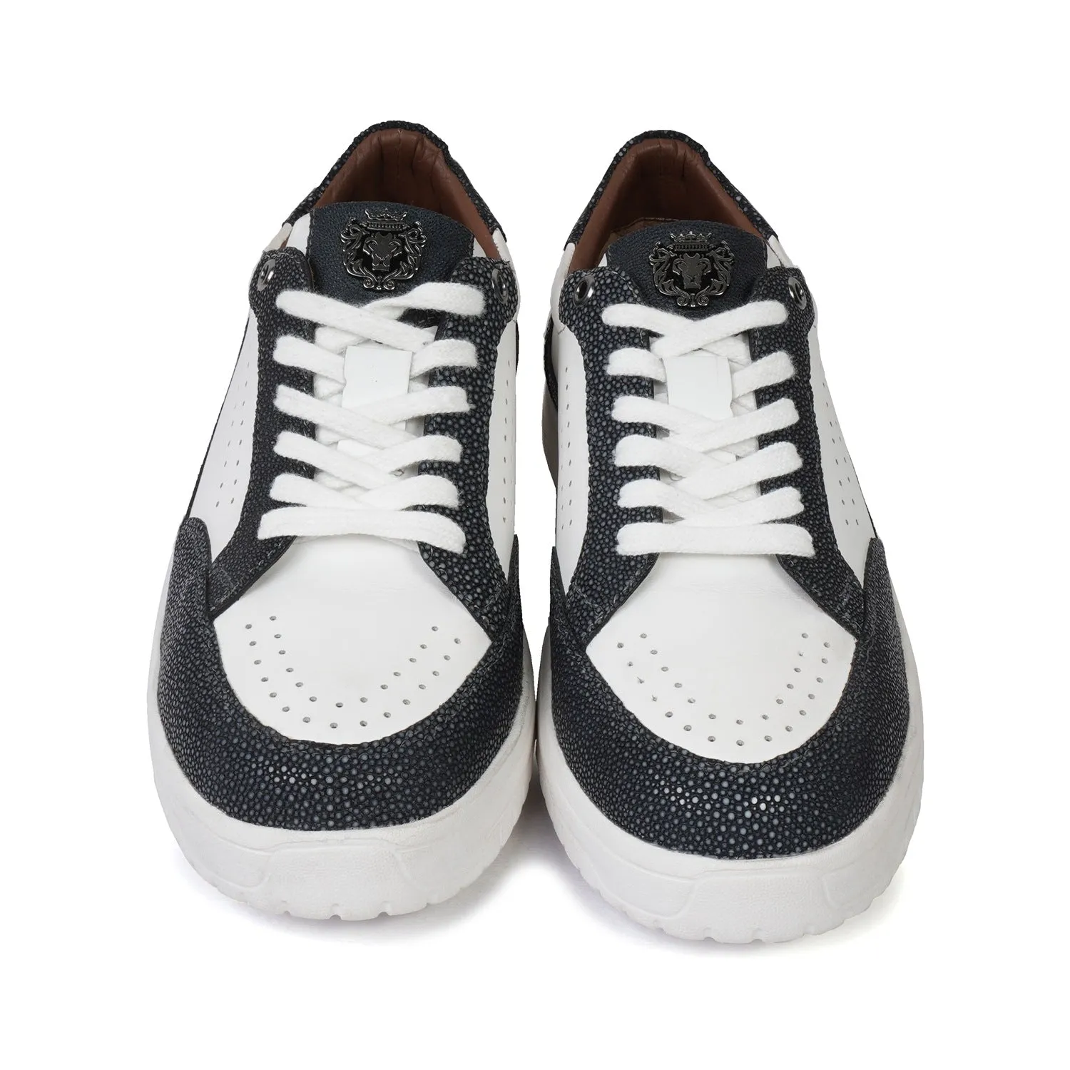 Contrasting Exotic Leather Sneaker