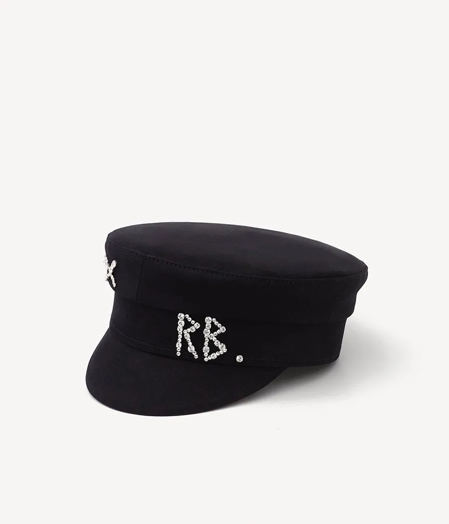 Crystal-embellished Cotton Baker Boy Cap