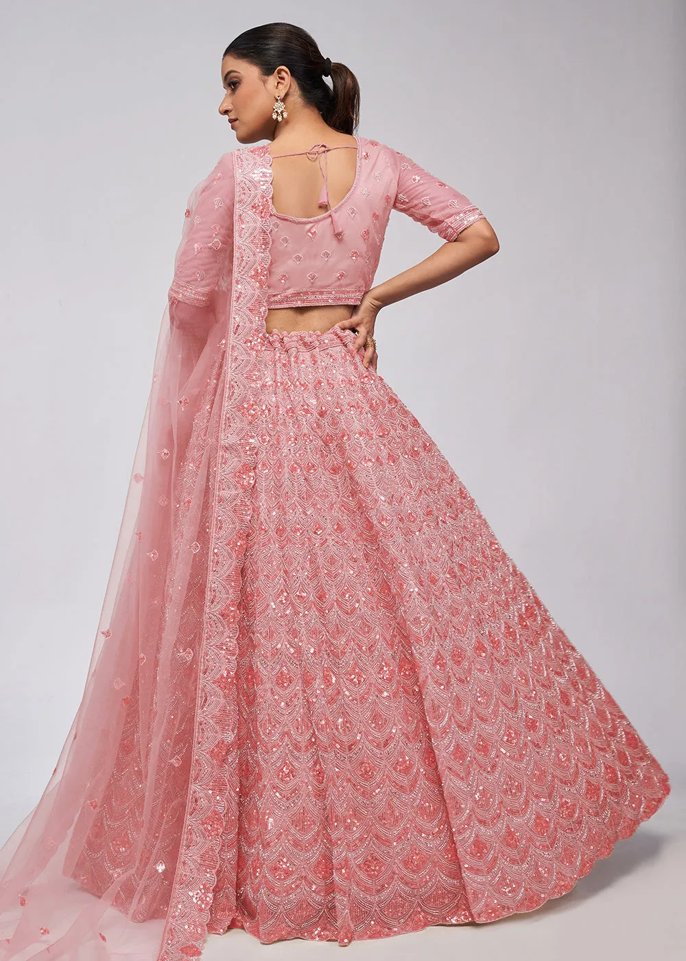 Dazzling Pink Bridal Embroidered Designer Lehenga Choli