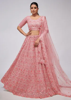 Dazzling Pink Bridal Embroidered Designer Lehenga Choli