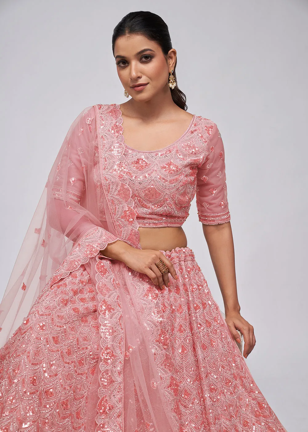 Dazzling Pink Bridal Embroidered Designer Lehenga Choli