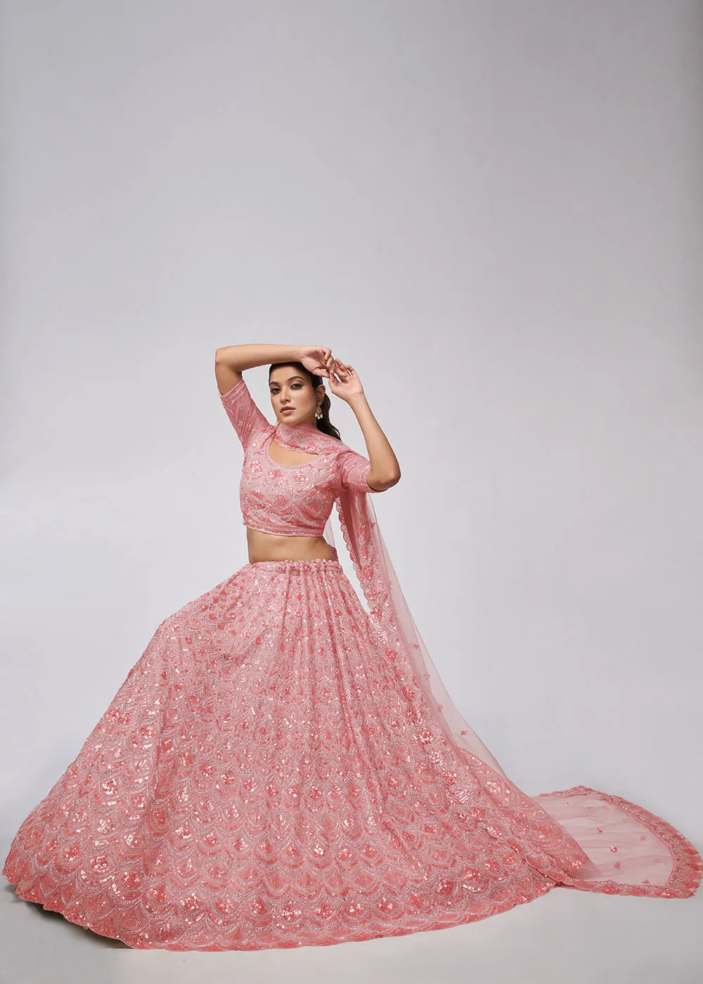 Dazzling Pink Bridal Embroidered Designer Lehenga Choli