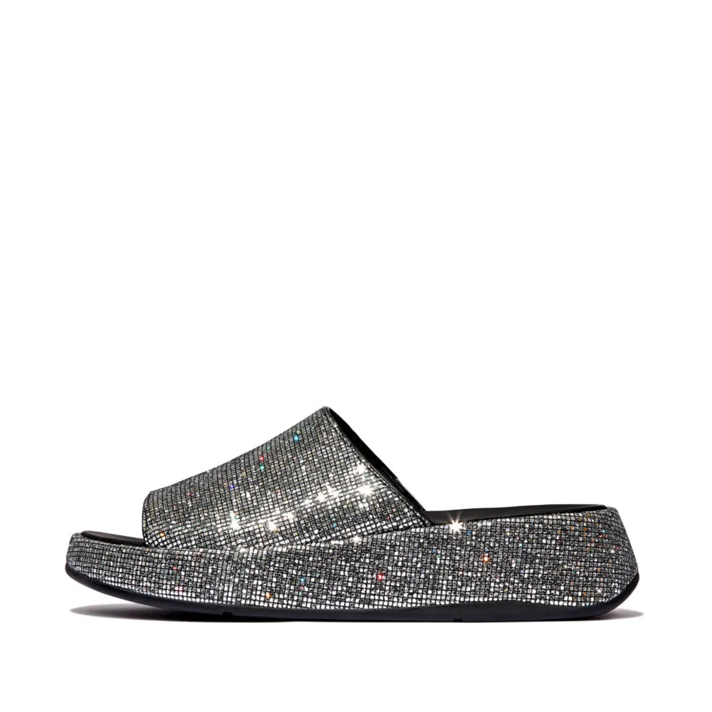 Fitflop F-Mode Glitterball Flatform Slides Silver