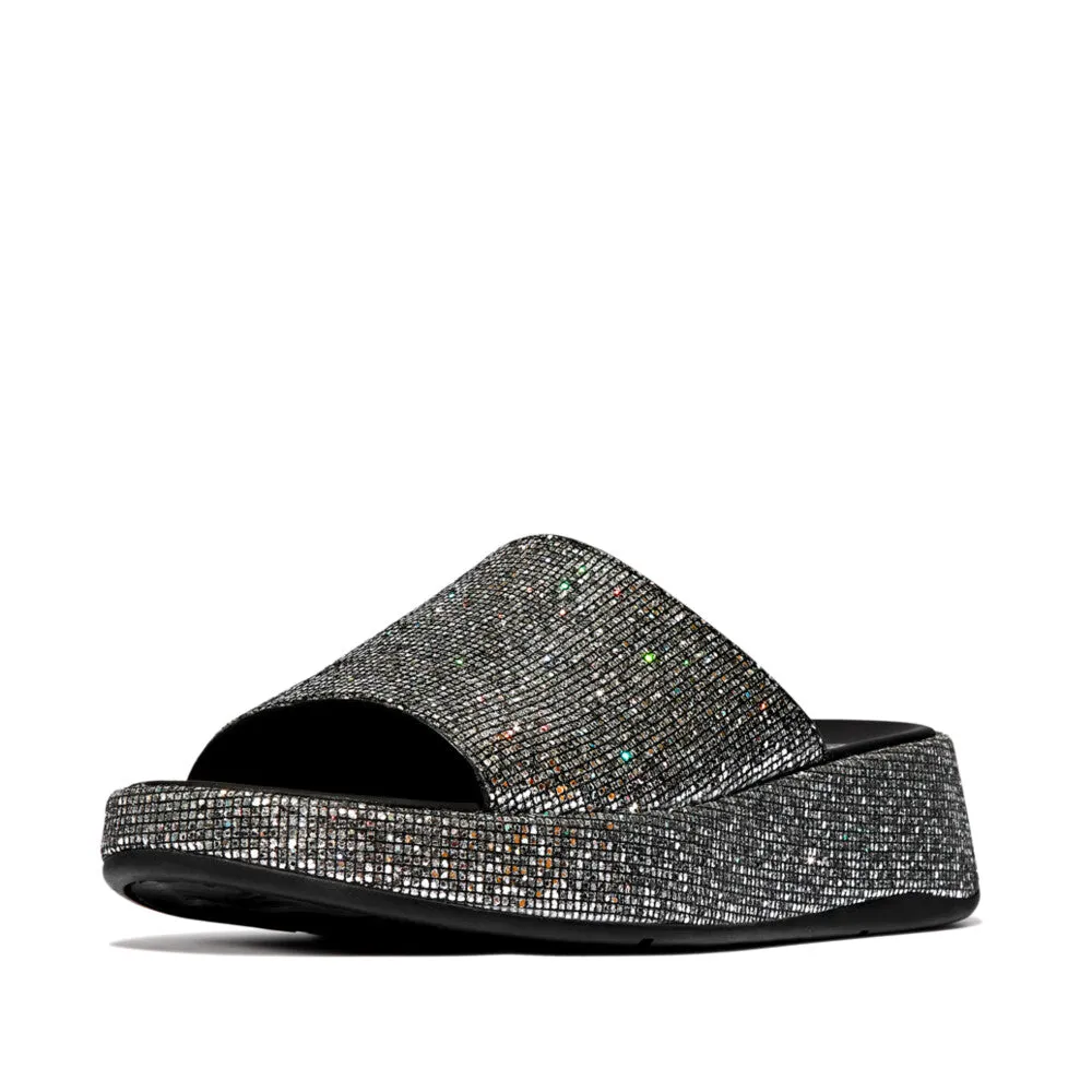 Fitflop F-Mode Glitterball Flatform Slides Silver