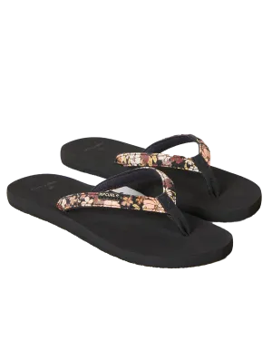 Freedom Bloom Flip Flops in Black & Brown