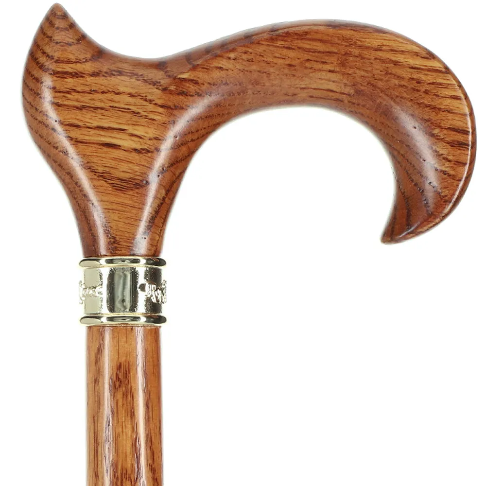 Genuine Oak Ergonomic Walking Cane with Embossed Collar