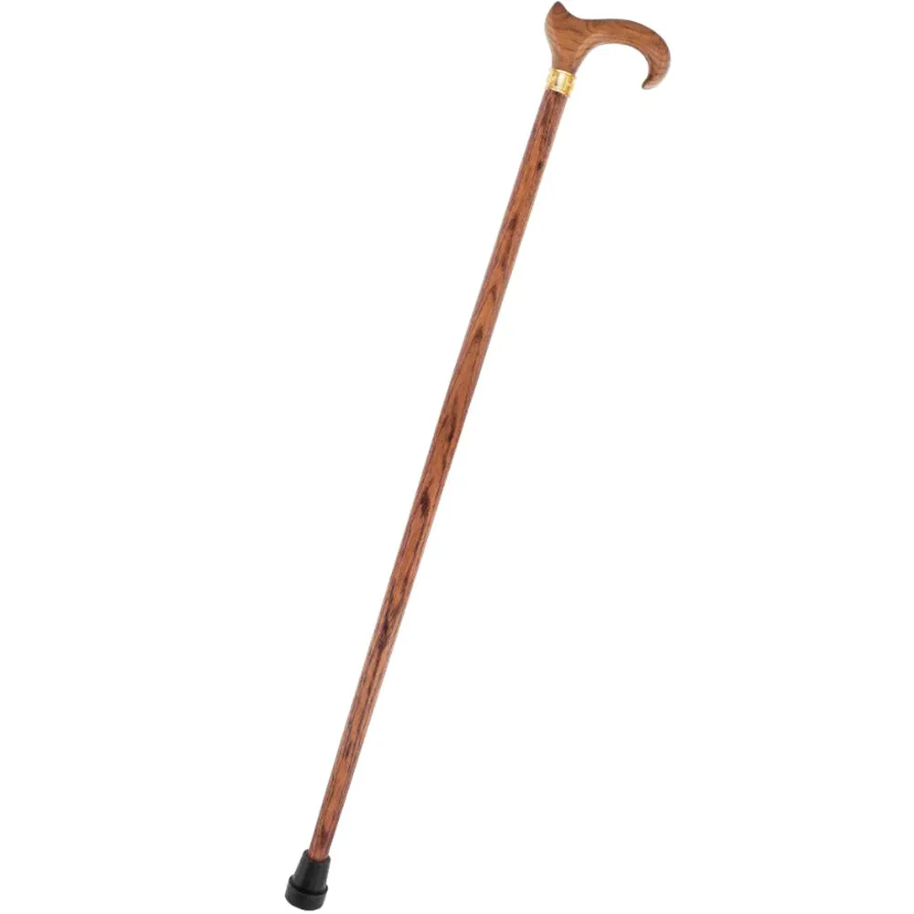 Genuine Oak Ergonomic Walking Cane with Embossed Collar