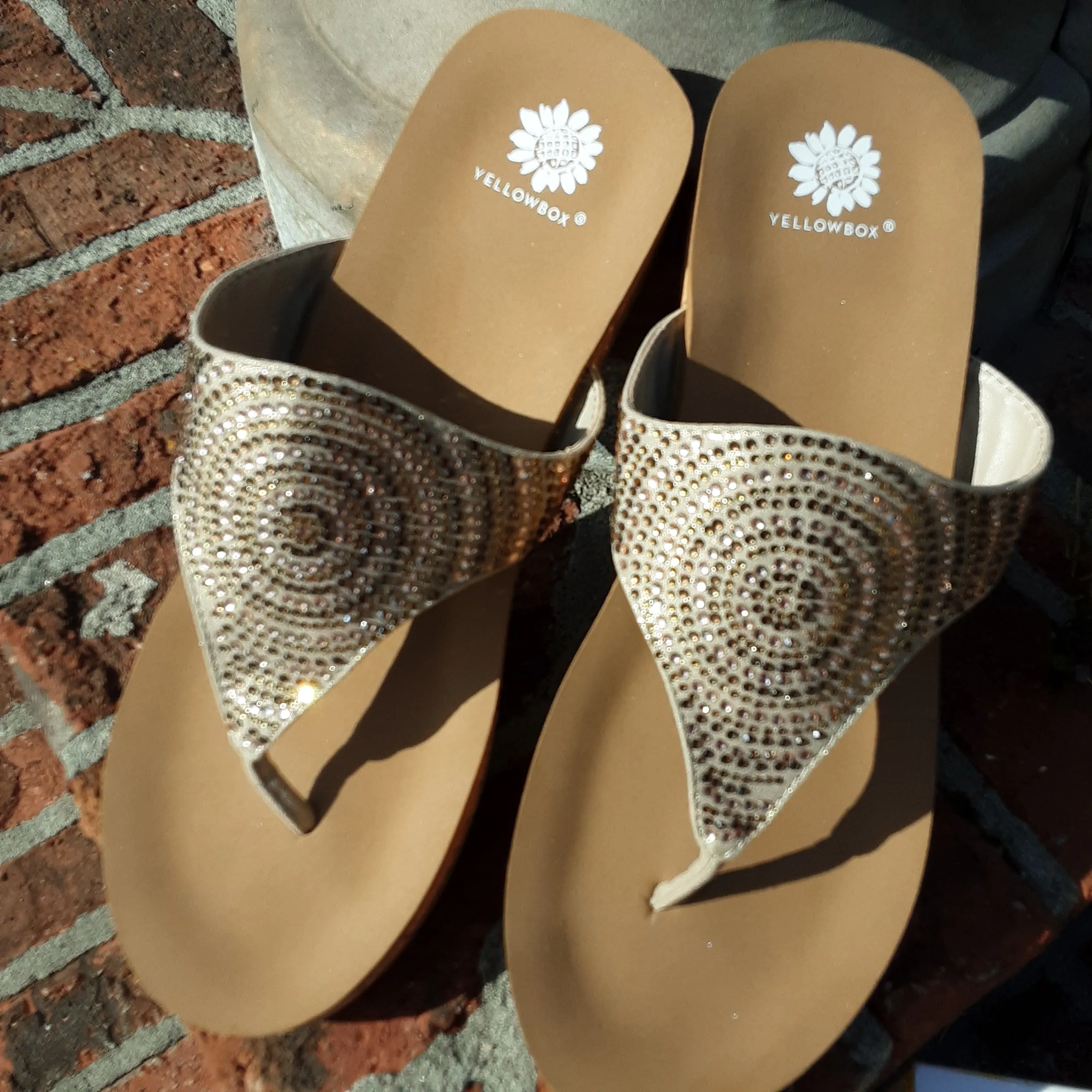 Glitzy Cork Wedge Flip Flop Sandals | Yellow Box Footwear Cadenza - Last Pair