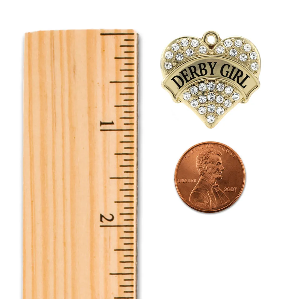 Gold Derby Girl Pave Heart Memory Charm