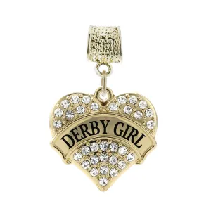 Gold Derby Girl Pave Heart Memory Charm