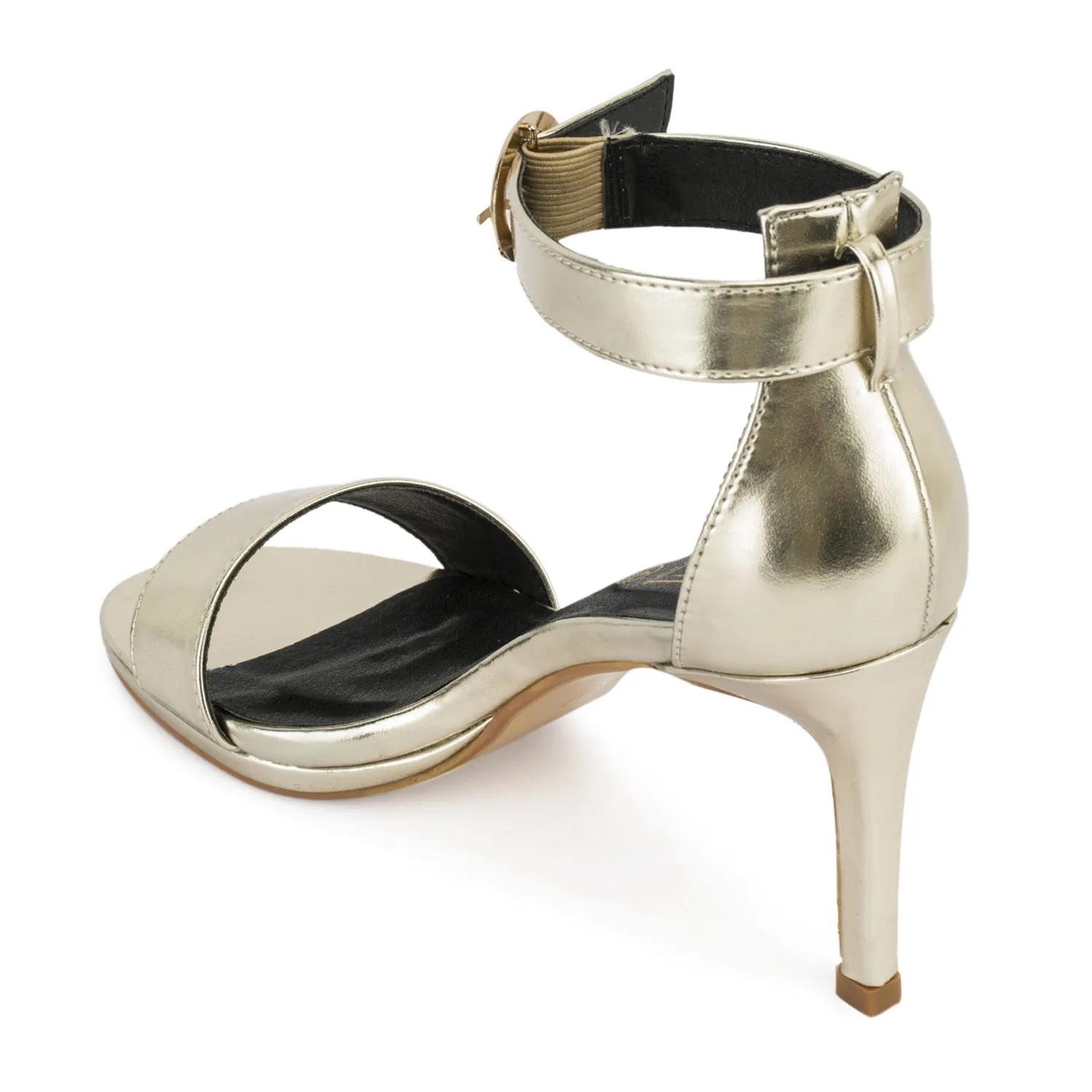 Gold Metalic Low Heel Sandals