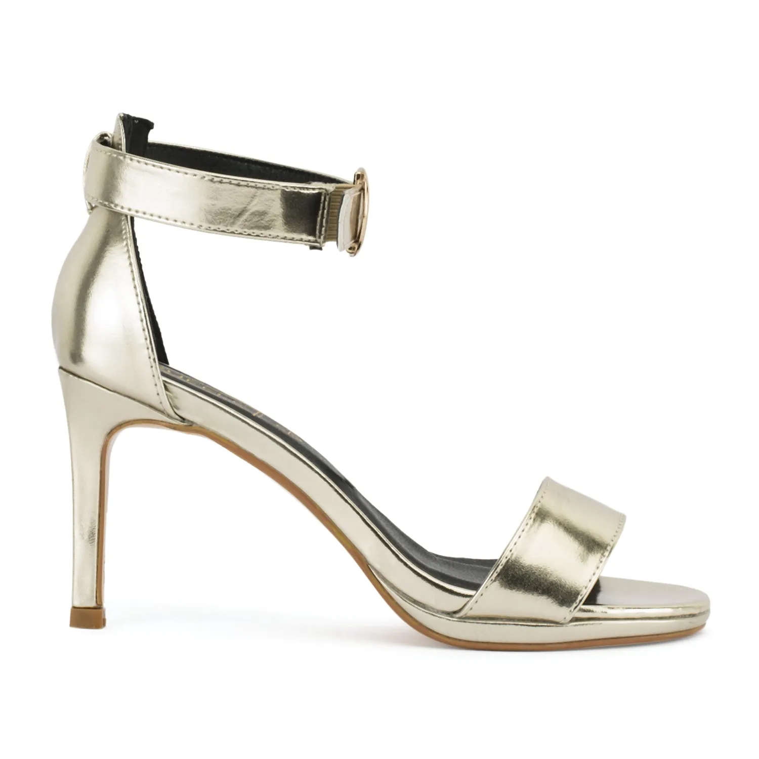 Gold Metalic Low Heel Sandals