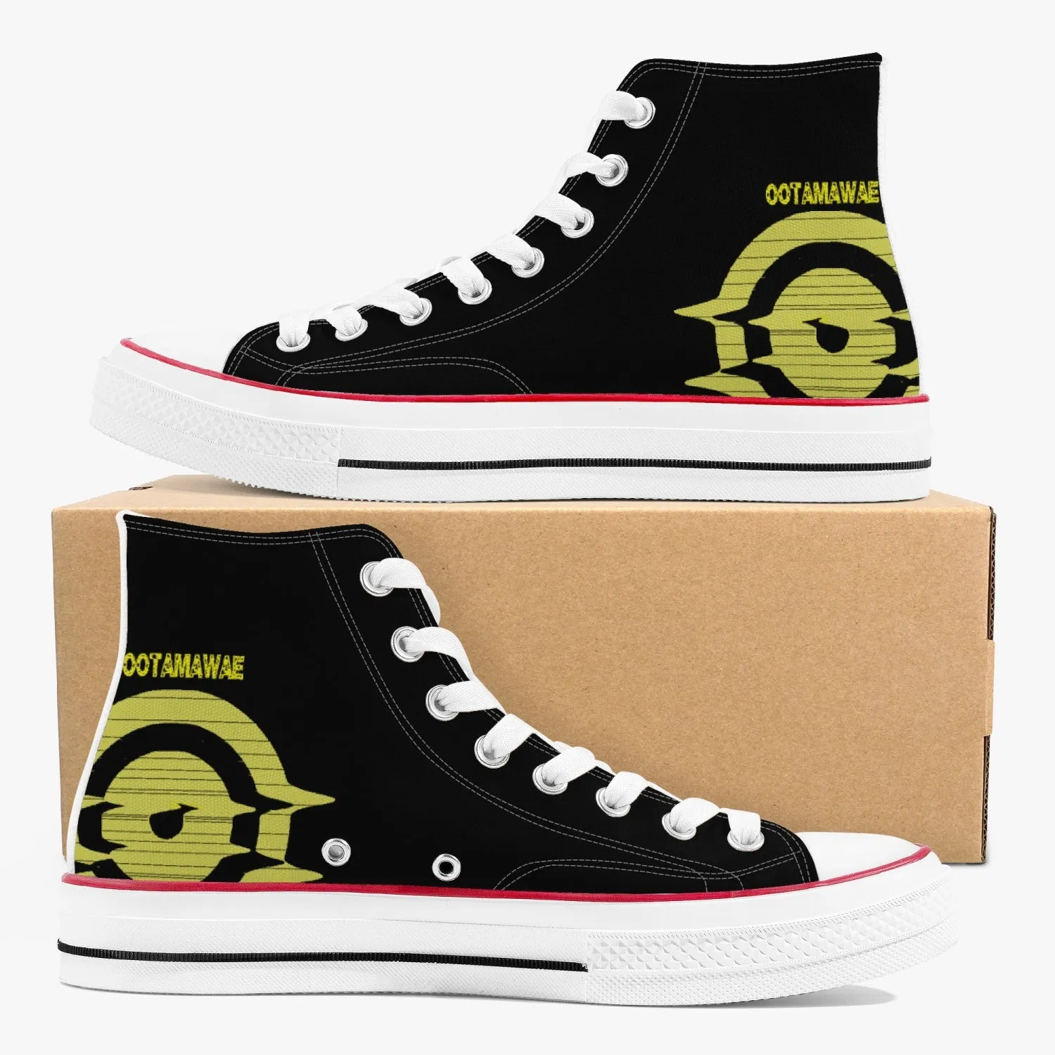 High-Top Canvas Shoes - Black/Yellow logo