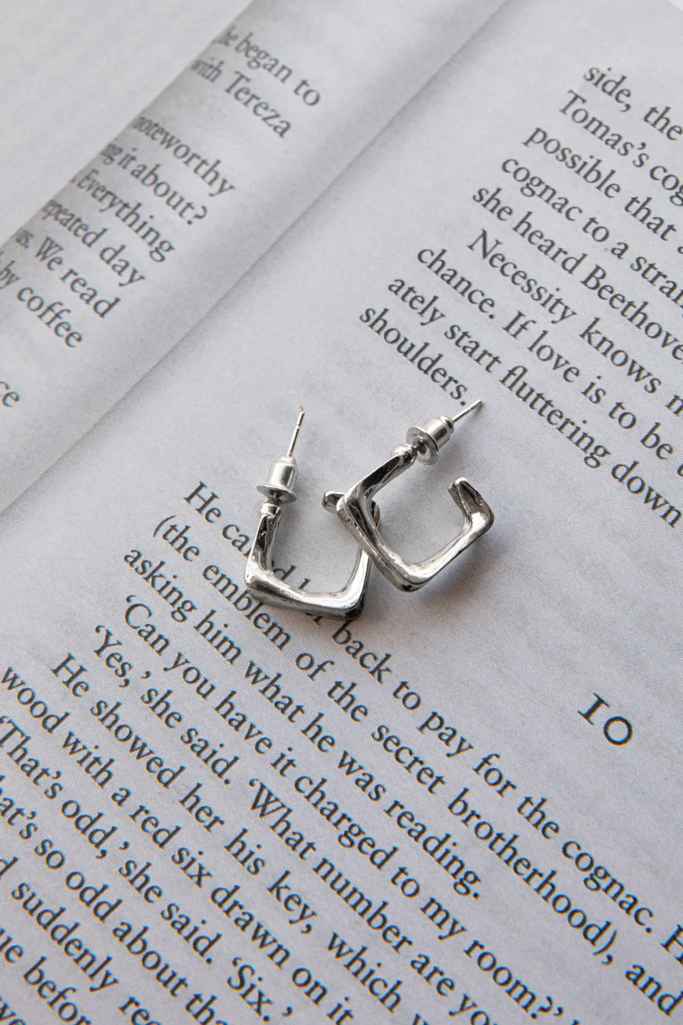 Isis Open Trapeze Hoop Earrings Silver