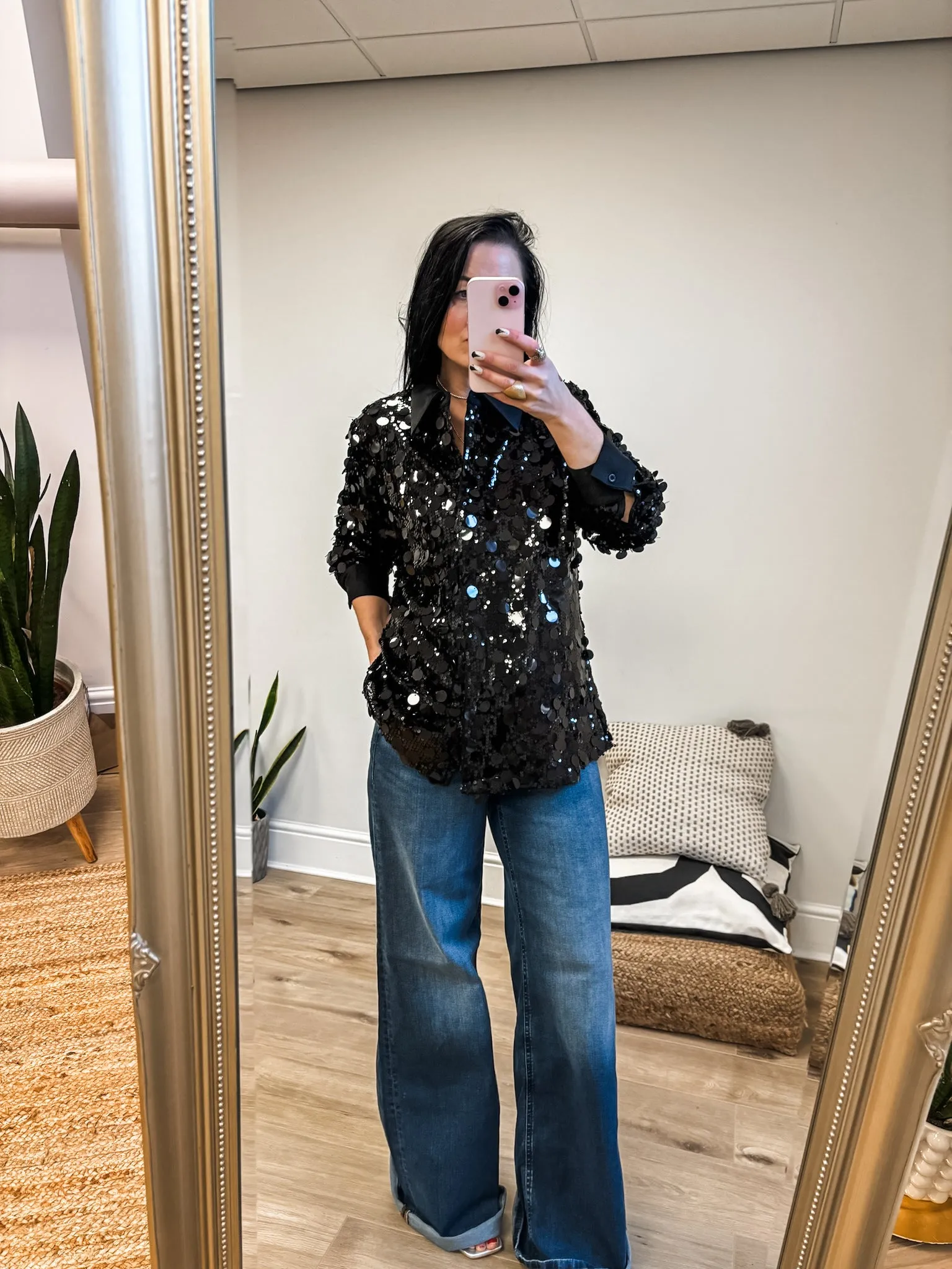 Large Disc Sequin Shirt