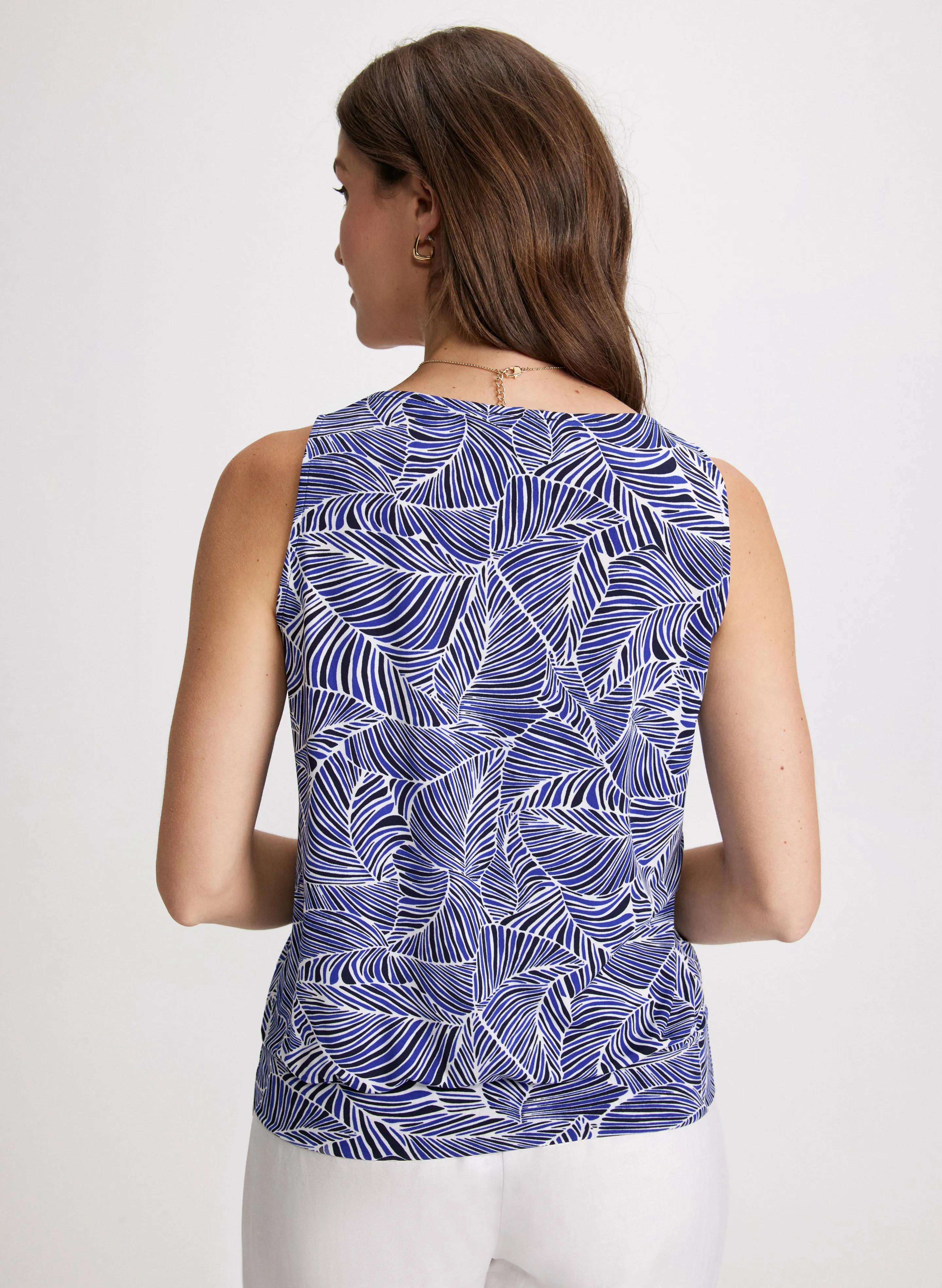 Leaf Print V-Neck Tank Top