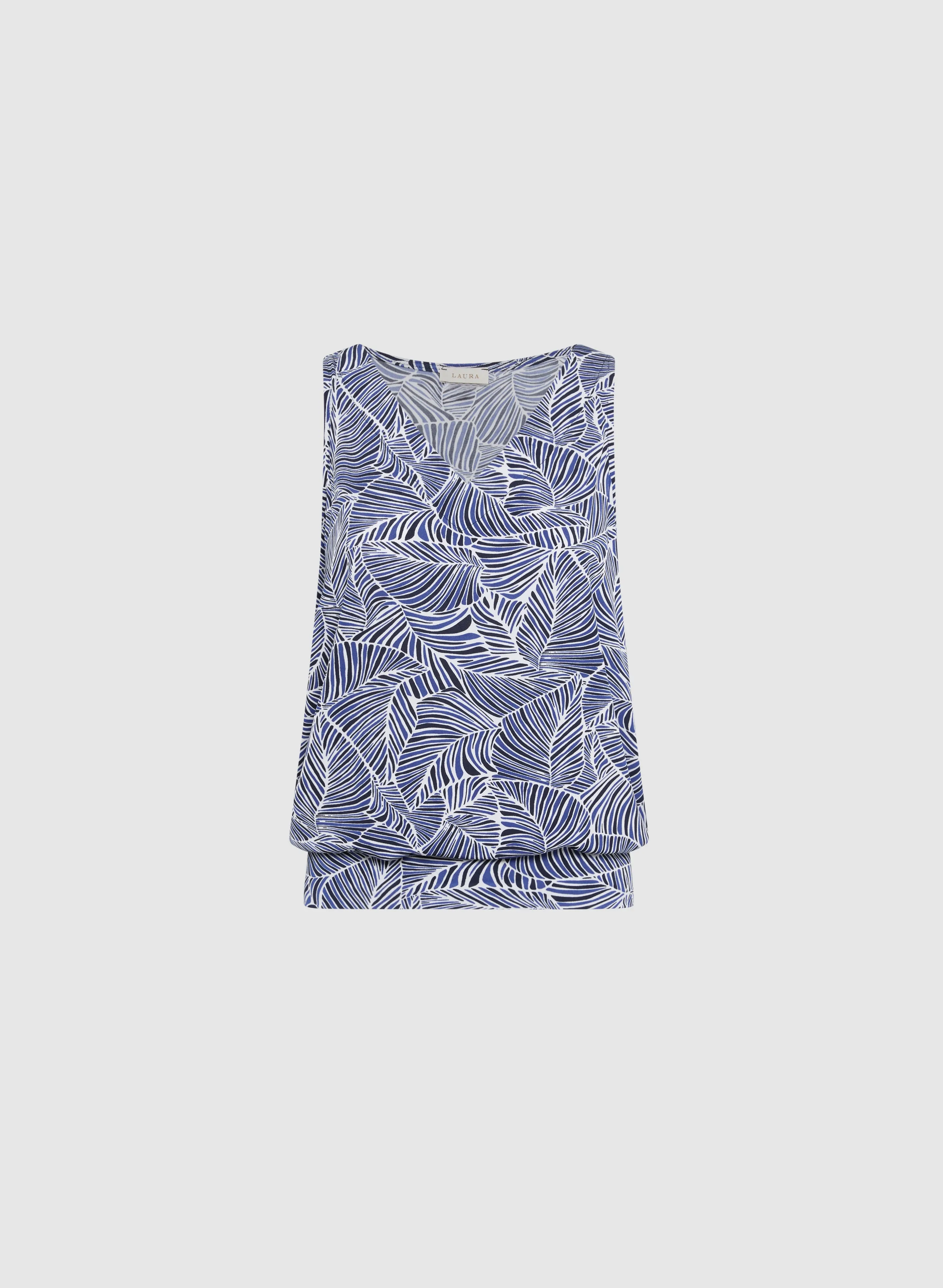 Leaf Print V-Neck Tank Top