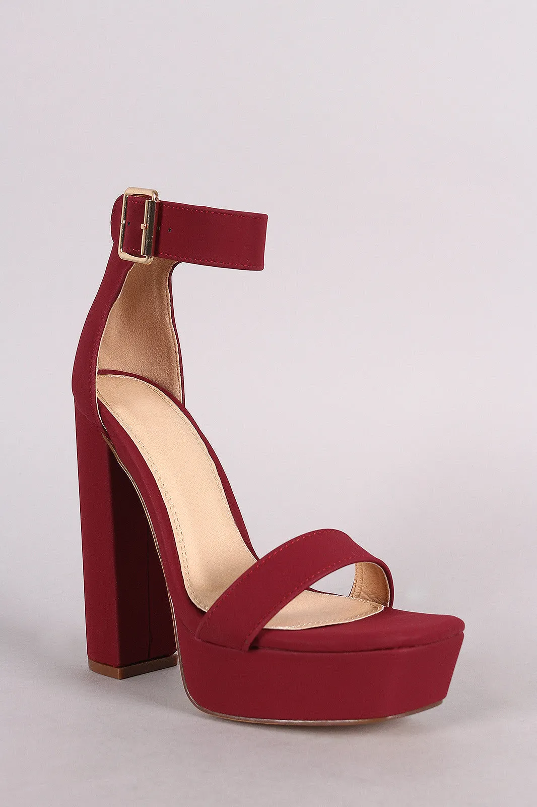 Liliana Nubuck Buckled Ankle Strap Chunky Platform Heel