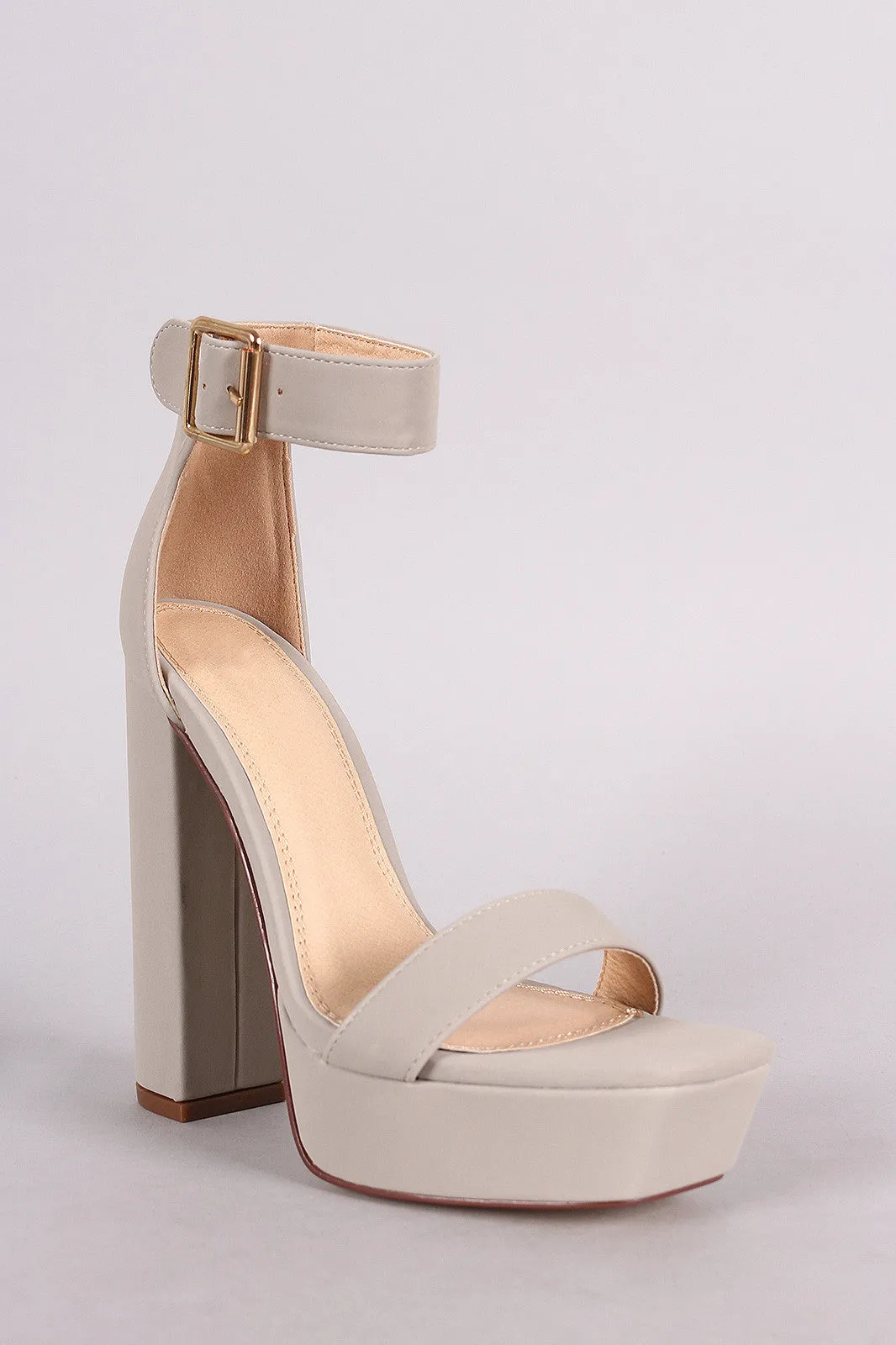 Liliana Nubuck Buckled Ankle Strap Chunky Platform Heel