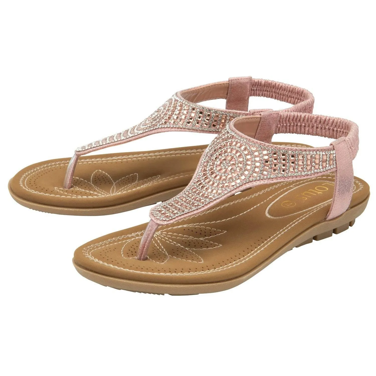 Lotus Aura Ladies Pink T-bar Sandals