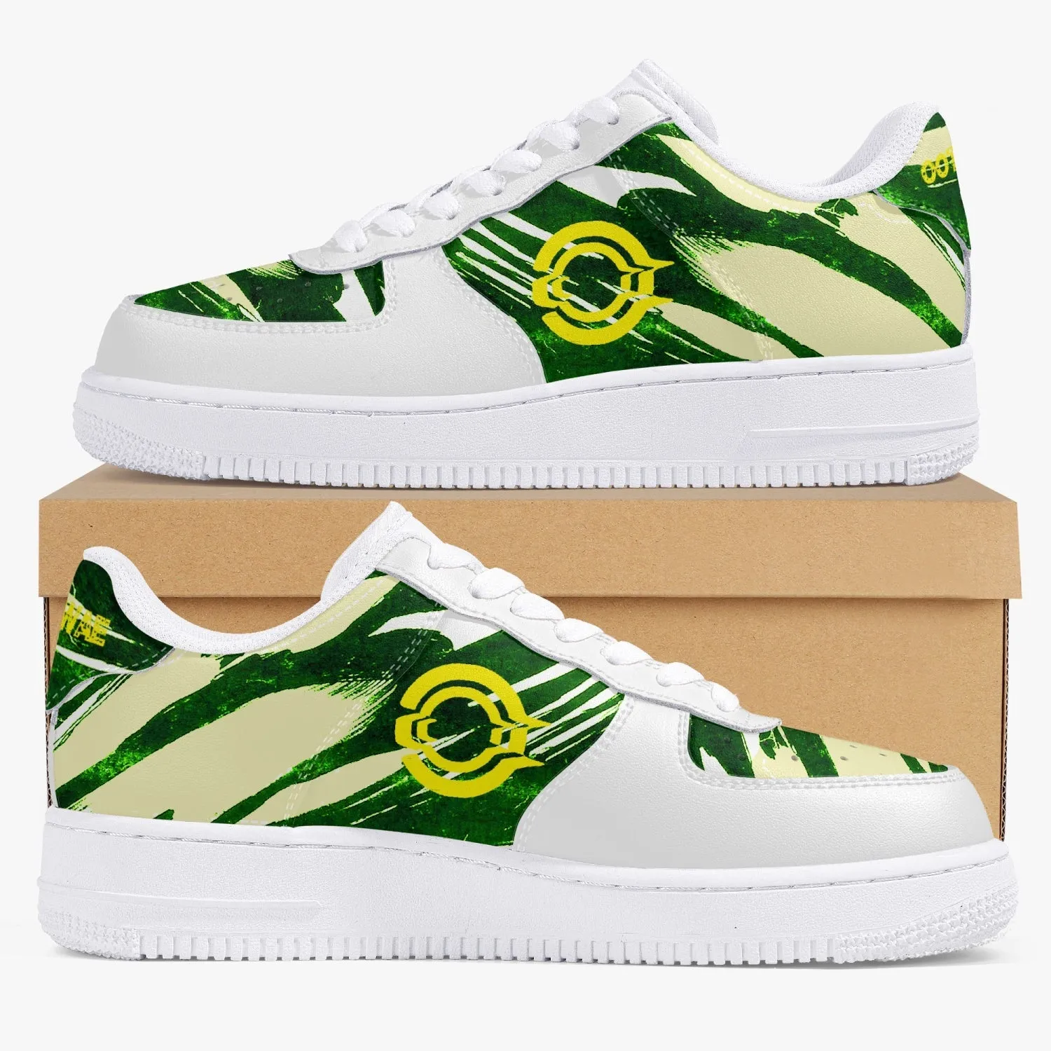 Low-Top Leather Sports Sneakers Green Cloud