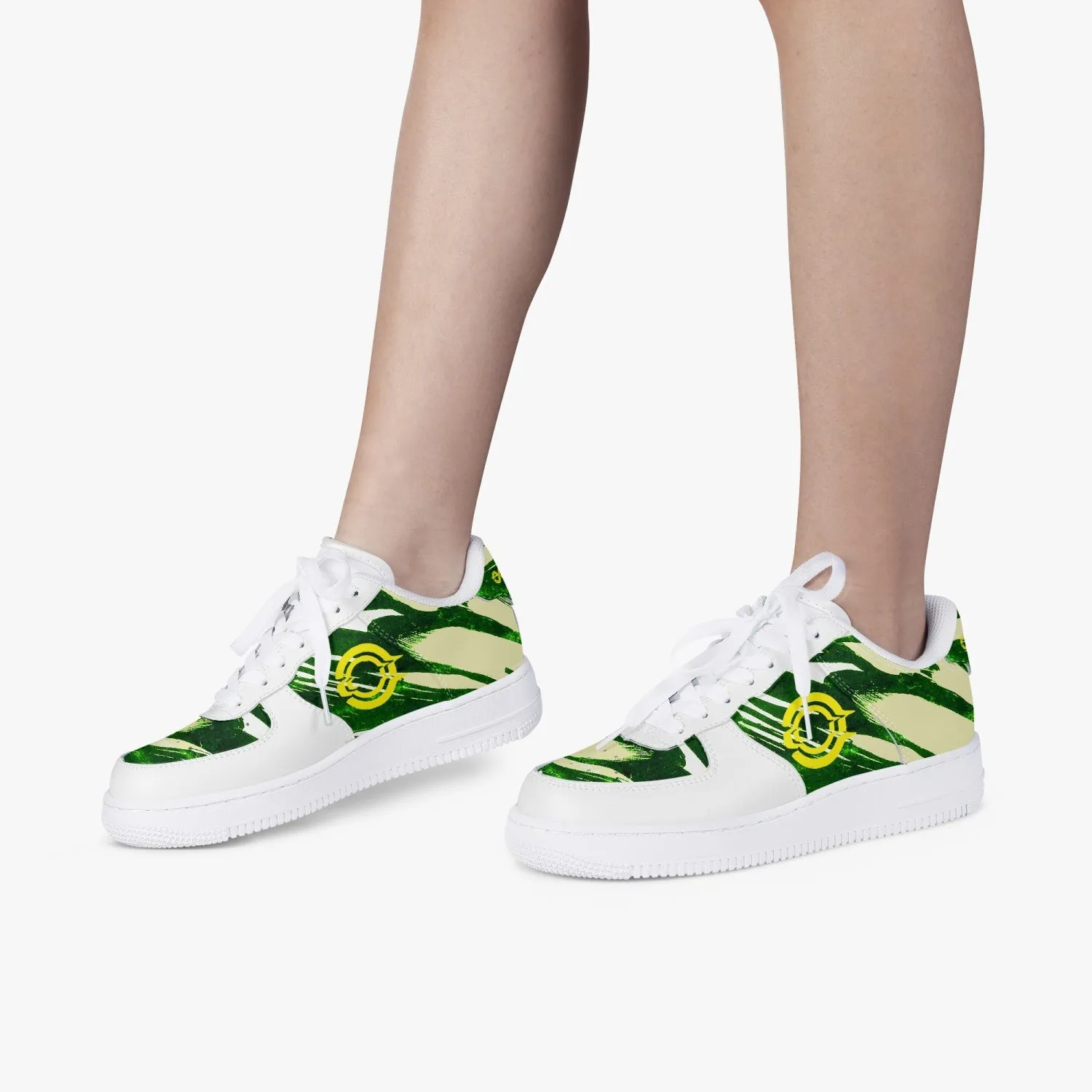 Low-Top Leather Sports Sneakers Green Cloud