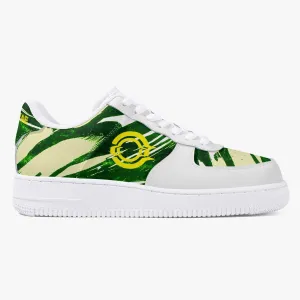 Low-Top Leather Sports Sneakers Green Cloud