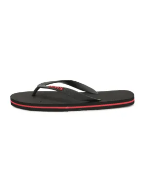 Men's Black Embossed Logo Flip-Flops